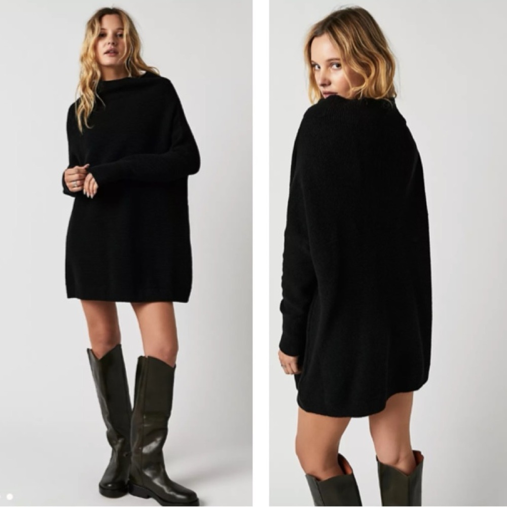 Free People Ottoman Slouchy Tunic Sweater Stretch Top Oversized Mock Textured XS